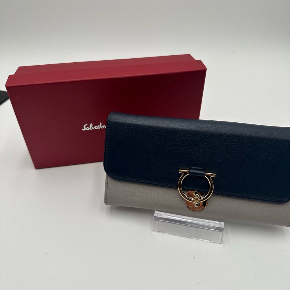 Salvatore Ferragamo Navy and Gray Women's Bag NEW in box.